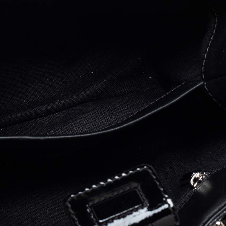 Pre Owned CH Carolina Herrera Black Leather and Patent Leather Small Tote
