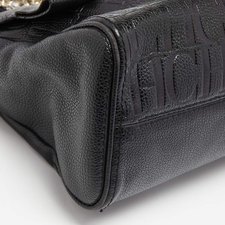 Pre Owned CH Carolina Herrera Black Leather Minuetto Flap Top Handle Bag