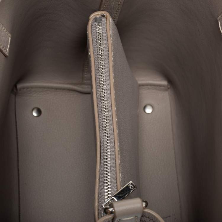 Pre Owned CH Carolina Herrera Beige/Gold Monogram Leather Matryoshka Padlock Tote