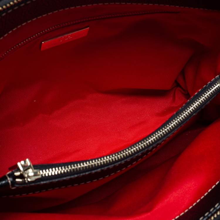 Pre Owned CH Carolina Herrera Black Leather Double Zip Matteo Tote