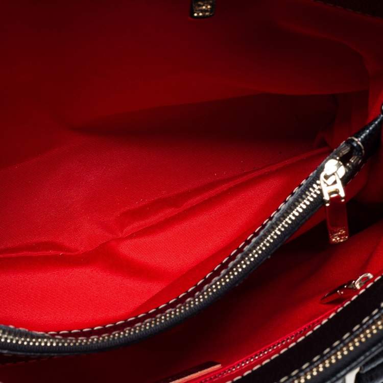 Pre Owned CH Carolina Herrera Black Leather Double Zip Matteo Tote