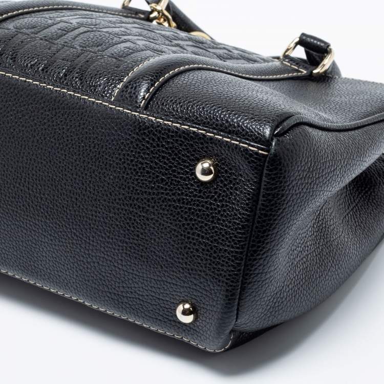 Pre Owned CH Carolina Herrera Black Leather Double Zip Matteo Tote