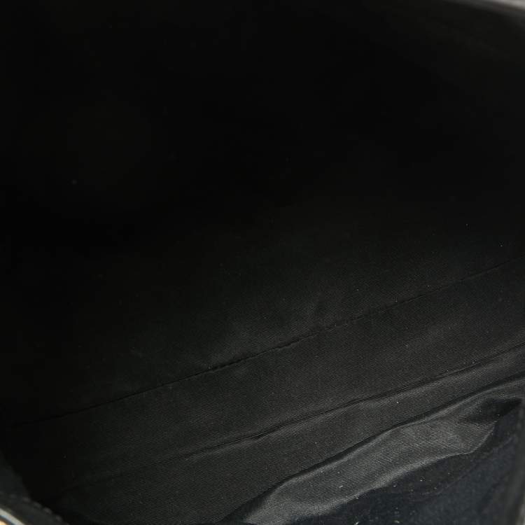 Pre Owned CH Carolina Herrera Black/Gold Monogram Fabric And Leather Open Tote