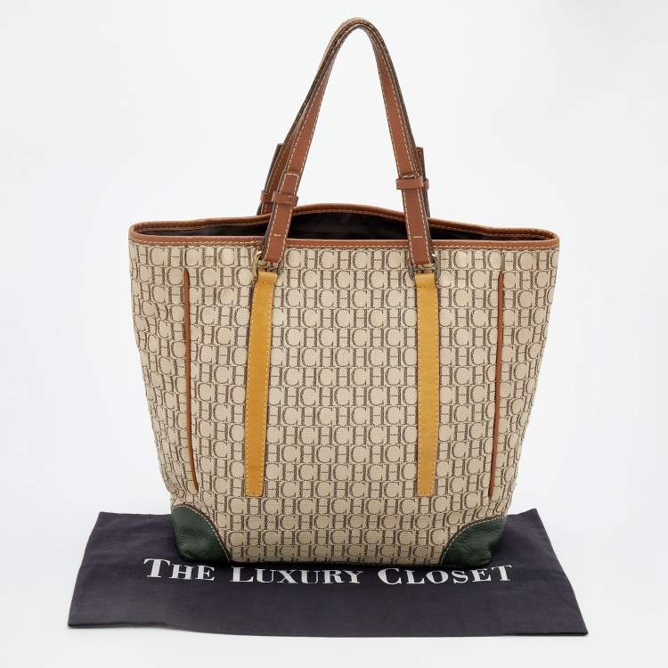 Pre Owned CH Carolina Herrera Multicolor Monogram Canvas and Leather Tote