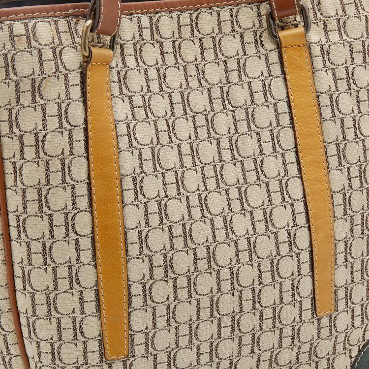 Pre Owned CH Carolina Herrera Multicolor Monogram Canvas and Leather Tote
