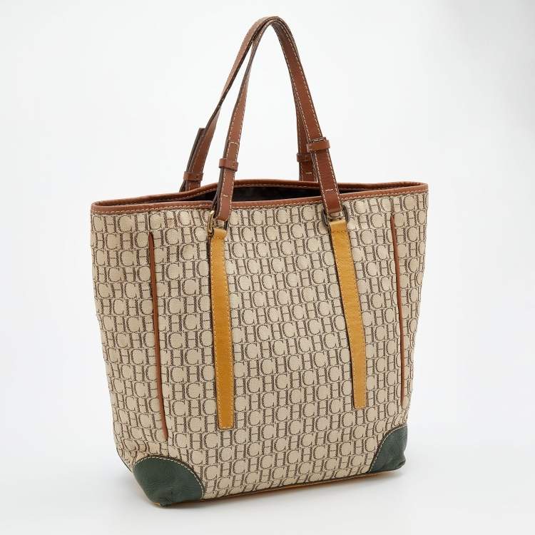 Pre Owned CH Carolina Herrera Multicolor Monogram Canvas and Leather Tote