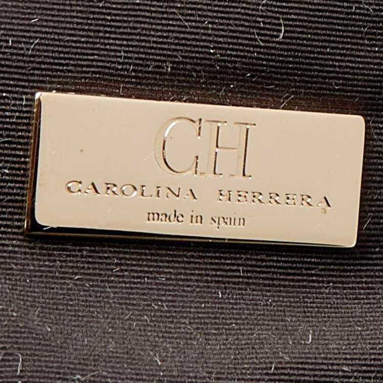 مملوكة مسبقًا CH Carolina Herrera Brown Monogram Embossed Leather Chain Tote 