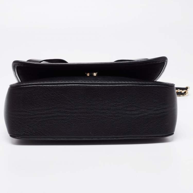 Pre Owned CH Carolina Herrera Black Leather Bow Shoulder Bag