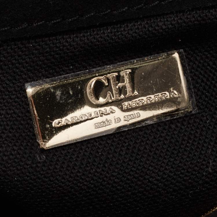 Pre Owned CH Carolina Herrera Multicolor Crystal Embellished Fabric Chain Clutch