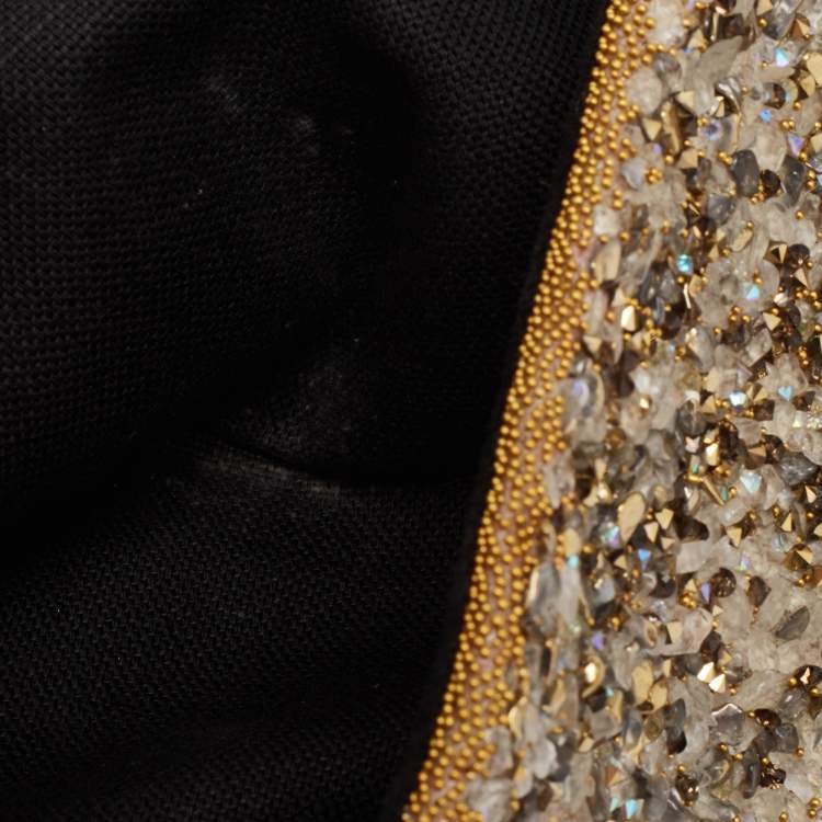Pre Owned CH Carolina Herrera Multicolor Crystal Embellished Fabric Chain Clutch