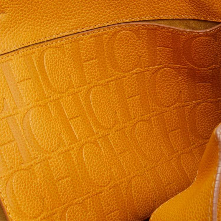 Pre Owned CH Carolina Herrera Yellow Leather Shopper Tote