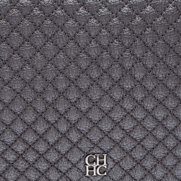Pre Owned CH Carolina Herrera Grey Quilted Leather Flap Chain Shoulder Bag