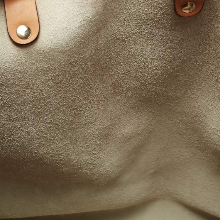 Pre Owned CH Carolina Herrera Off White Embossed Monogram Leather Andy Tote