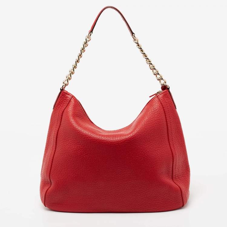 Pre Owned CH Carolina Herrera Red Leather Tassel Hobo