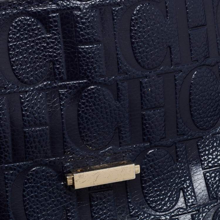 Pre Owned CH Carolina Herrera Blue Leather Minuetto Flap Top Handle Bag
