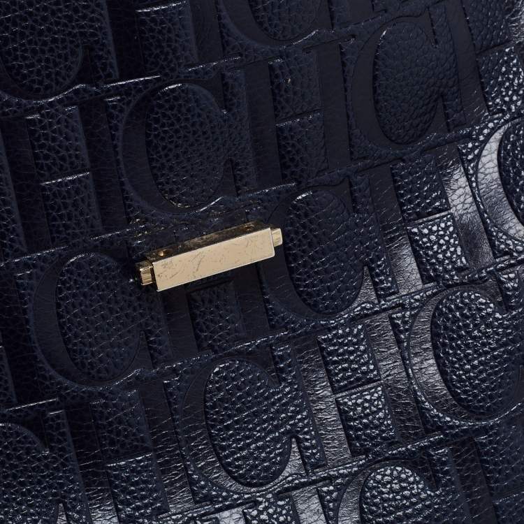 Pre Owned CH Carolina Herrera Blue Leather Minuetto Flap Top Handle Bag