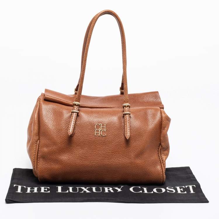 Pre Owned CH Carolina Herrera Brown Leather Adagio Tote