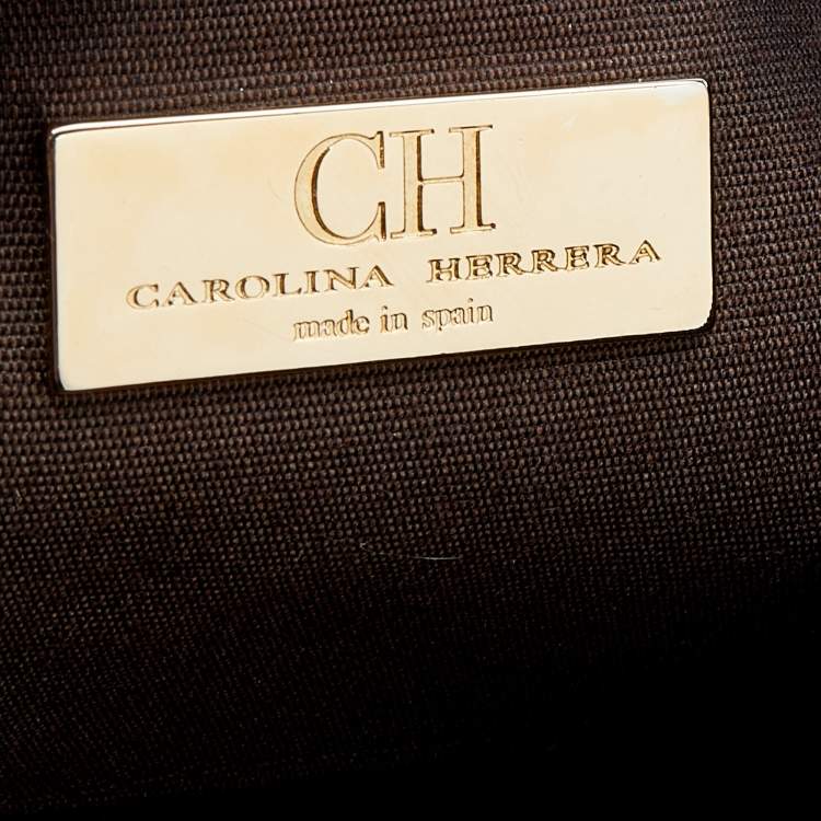 Pre Owned CH Carolina Herrera Blue/ Grey Coated Canvas and Leather Shoulder Bag