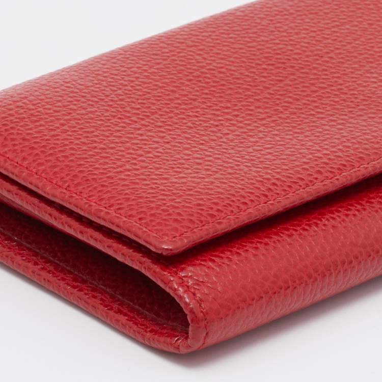 Pre Owned CH Carolina Herrera Red Leather Flap Continental Wallet