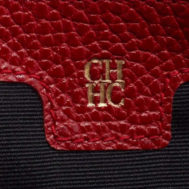 Pre Owned CH Carolina Herrera Red Leather Flap Continental Wallet