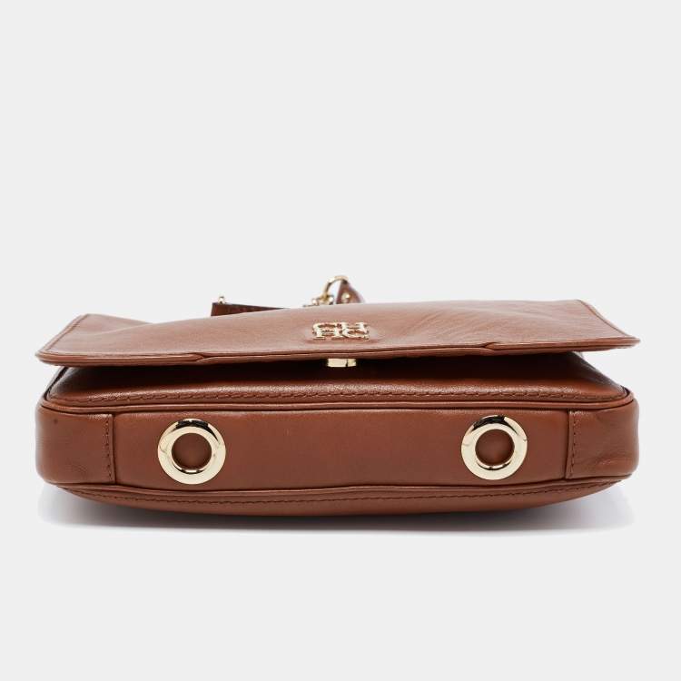 مملوكة مسبقًا  CH Carolina Herrera Brown Leather New Baltazar Flap Shoulder Bag 
