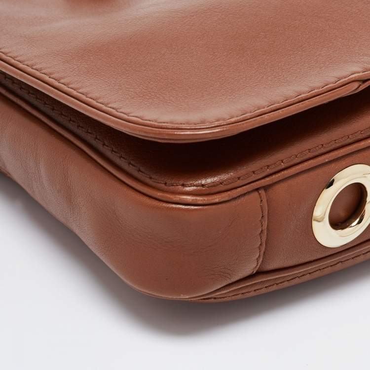 مملوكة مسبقًا  CH Carolina Herrera Brown Leather New Baltazar Flap Shoulder Bag 