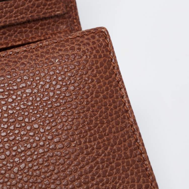 Pre Owned CH Carolina Herrera Brown Monogram Leather Flap Continental Wallet