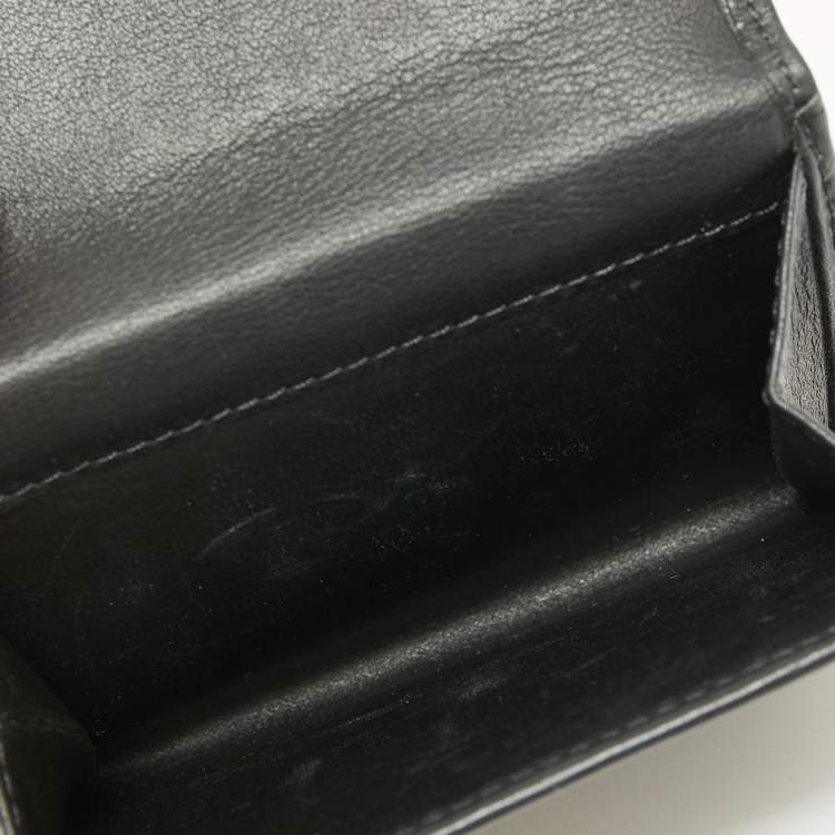Pre Owned CH Carolina Herrera Black Quilted Leather Compact Wallet