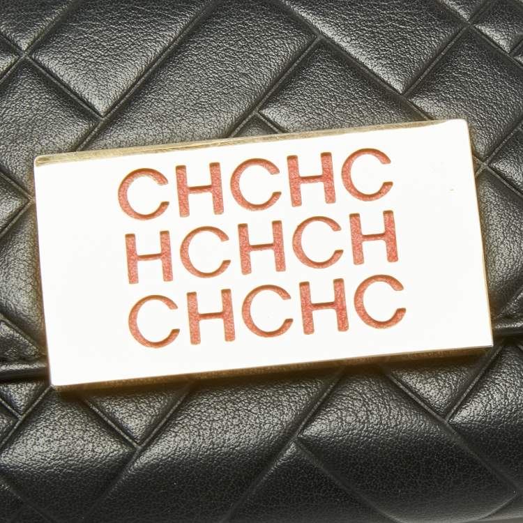 Pre Owned CH Carolina Herrera Black Quilted Leather Compact Wallet