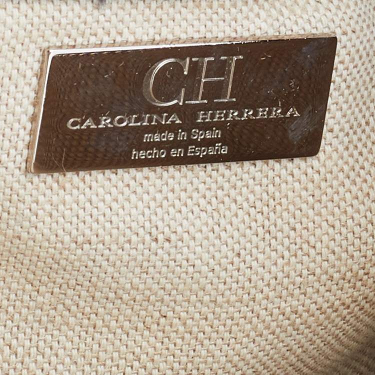 Pre Owned CH Carolina Herrera Black Monogram Leather Hobo