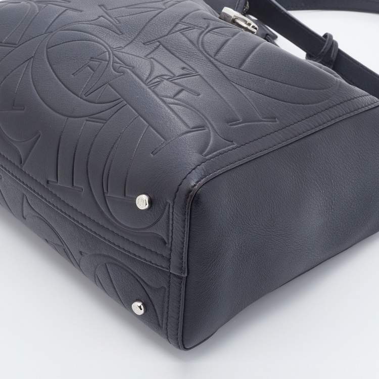Pre Owned CH Carolina Herrera Black Monogram Leather Hobo