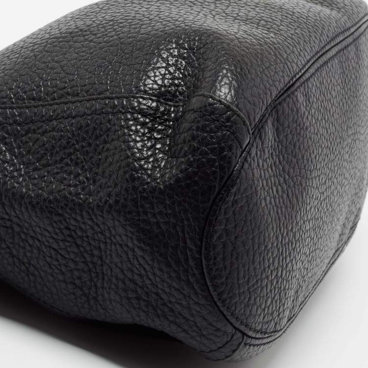 Pre Owned CH Carolina Herrera Black Leather Chain Tassel Hobo
