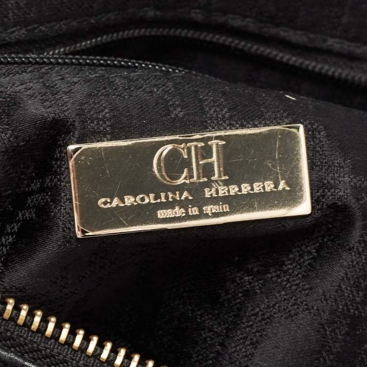 Pre Owned CH Carolina Herrera Black Leather Chain Tassel Hobo
