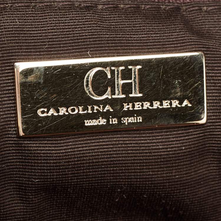 Pre Owned CH Carolina Herrera Tan Pebbled Leather Side Pocket Hobo