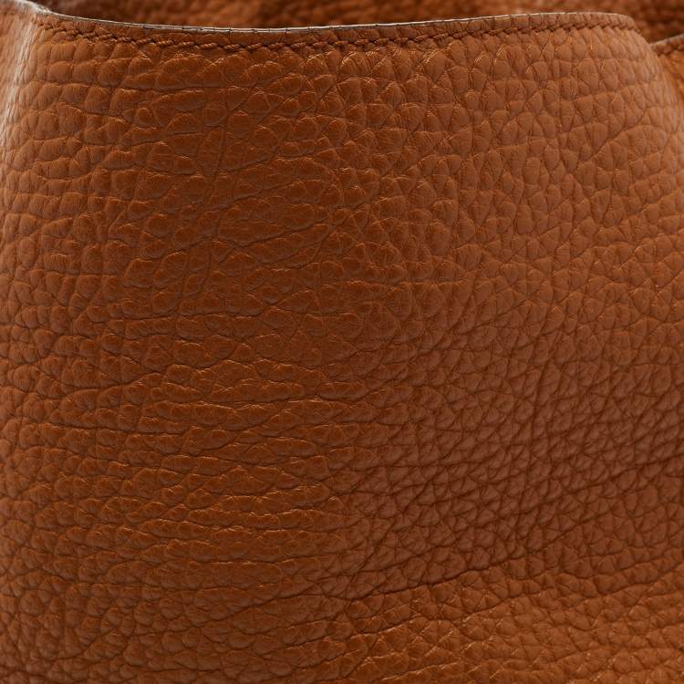 Pre Owned CH Carolina Herrera Tan Pebbled Leather Side Pocket Hobo