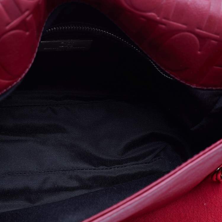 Pre Owned CH Carolina Herrera Dark Red Leather Flap Chain Shoulder Bag
