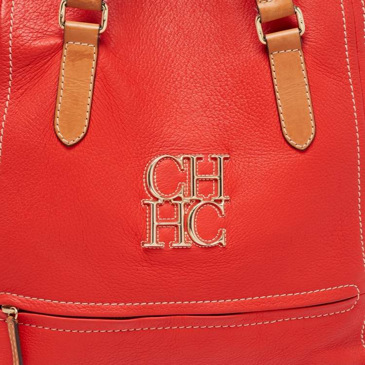 Pre Owned CH Carolina Herrera Red Leather Tote