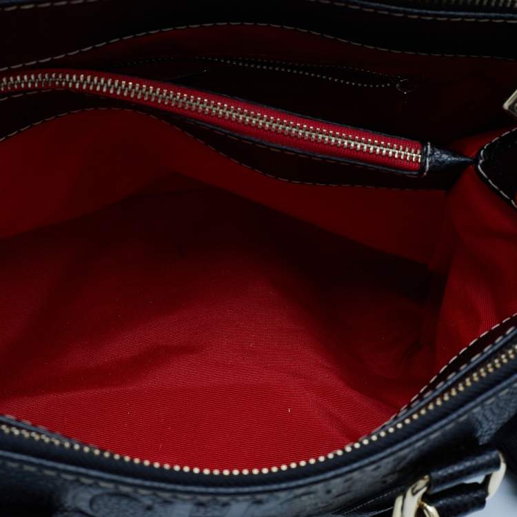 Pre Owned CH Carolina Herrera Black Monogram Embossed Leather Matteo Tote