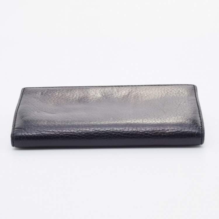 Pre Owned CH Carolina Herrera Black Leather French Continental Wallet