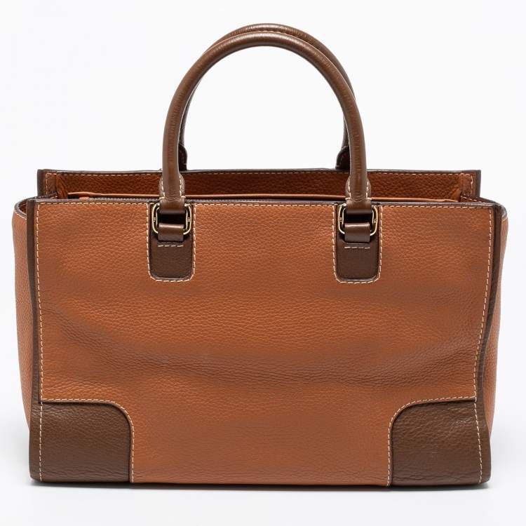 Pre Owned CH Carolina Herrera Brown Leather Front Logo Tote