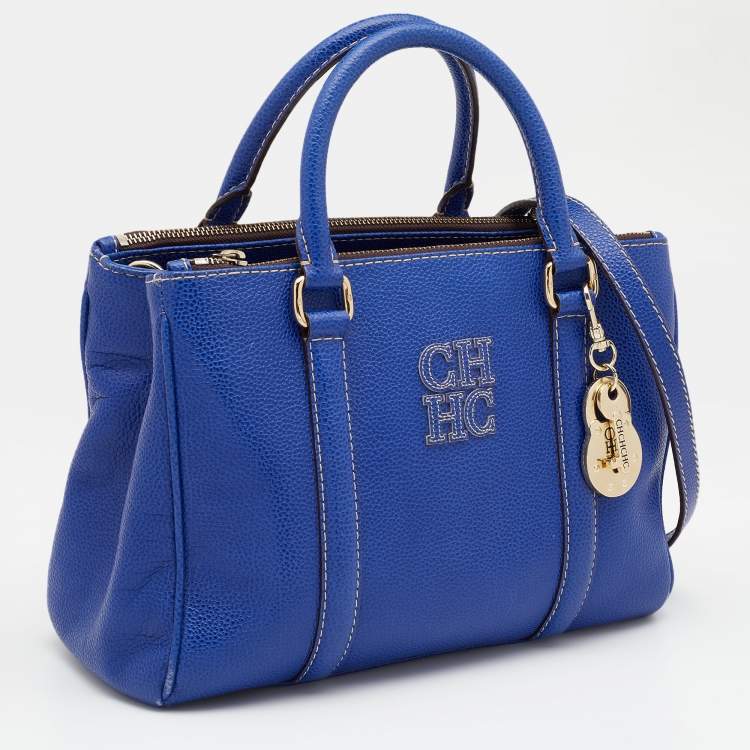 Pre Owned CH Carolina Herrera Blue Leather Matteo Tote