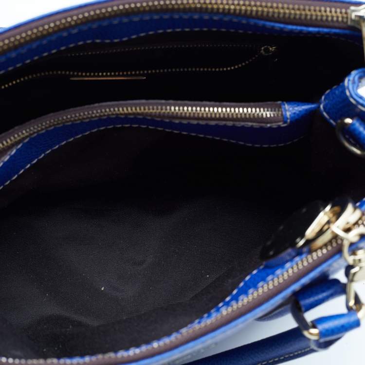 Pre Owned CH Carolina Herrera Blue Leather Matteo Tote