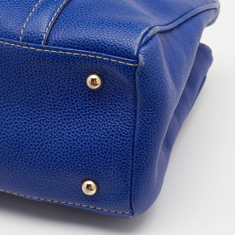 Pre Owned CH Carolina Herrera Blue Leather Matteo Tote