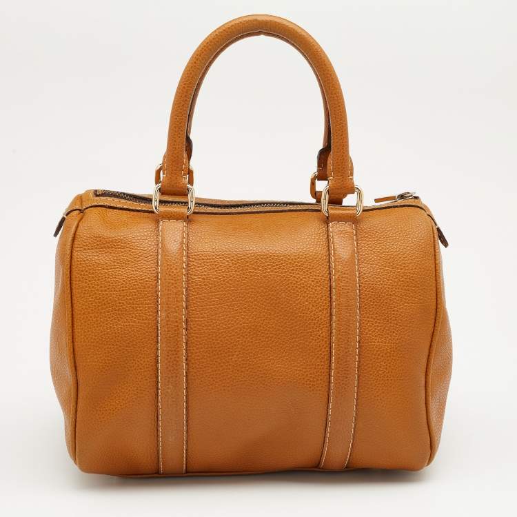 Pre Owned CH Carolina Herrera Tan Leather Andy Boston Bag