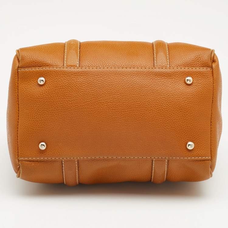 Pre Owned CH Carolina Herrera Tan Leather Andy Boston Bag