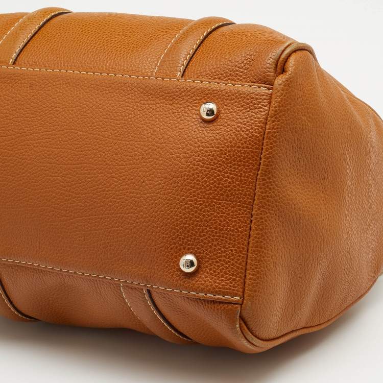 Pre Owned CH Carolina Herrera Tan Leather Andy Boston Bag