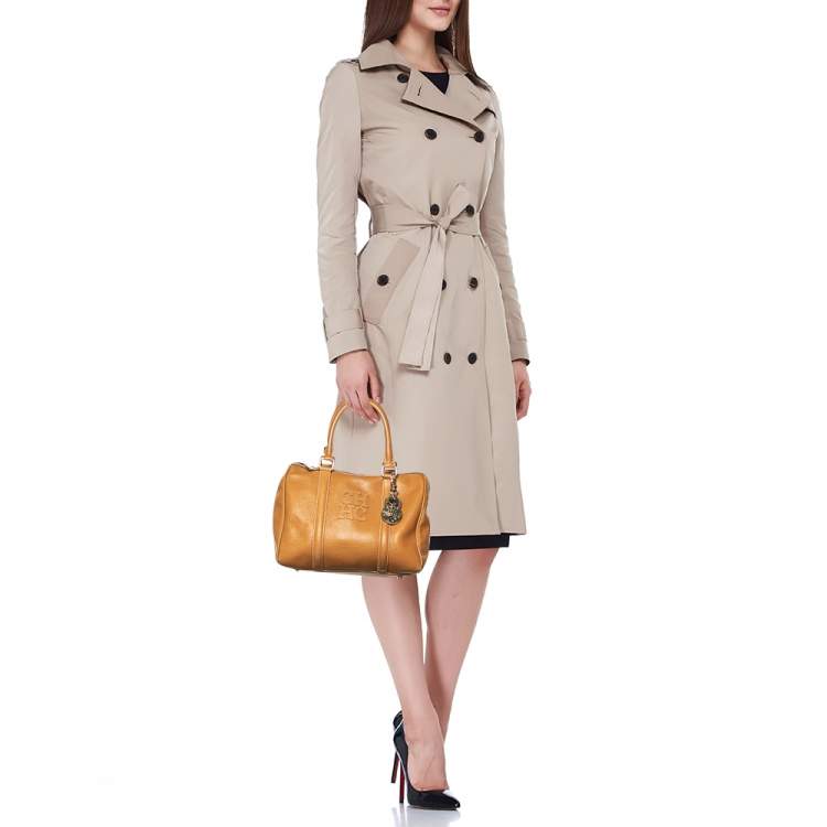 Pre Owned CH Carolina Herrera Tan Leather Andy Boston Bag