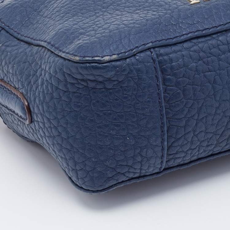 مملوكة مسبقًا CH Carolina Herrera Navy Blue Pebbled Leather Camera Tassel Shoulder Bag