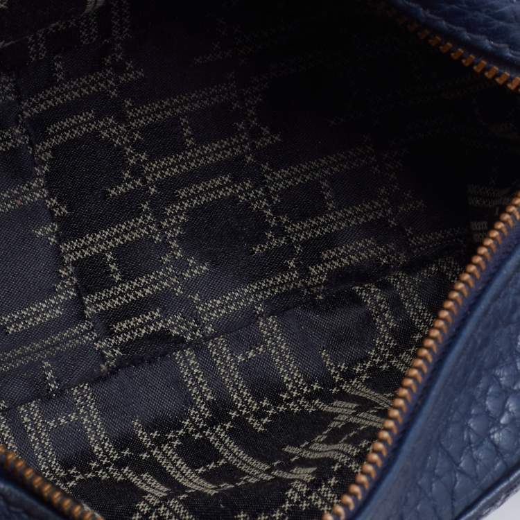 مملوكة مسبقًا CH Carolina Herrera Navy Blue Pebbled Leather Camera Tassel Shoulder Bag