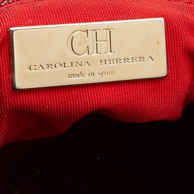 Pre Owned CH Carolina Herrera Black Leather Tassel Chain Tote